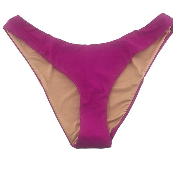 J Crew Curved Waist Bikini Bottom Fuchsia Cheeky Size Medium BC125 New - Picture 1 of 5